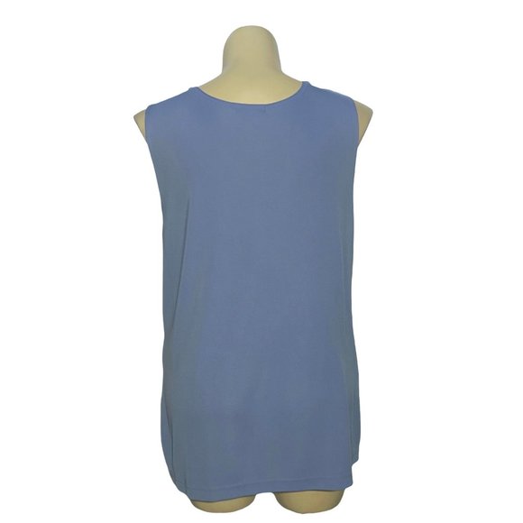 August Max Woman 2X Top Tank Sky Blue Side Slits Knit Stretch Sleeveless Cute - Picture 4 of 8